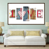 5pcs/set LOVE - Full Drill Round Drill Painting - 95x45cm