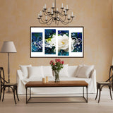 4pcs/set White Rose - Full Drill Round Drill Painting - 95x45cm