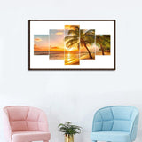 5pcs Coconut Tree - Full Drill Round Drill - 95x45cm