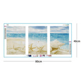 3pcs Beach Shell - Full Drill Round Drill - 80x40cm