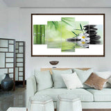 5pcs/set Bamboo Stone - Full Drill Round Drill Painting - 95x45cm