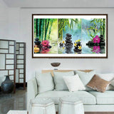 3pcs/set Stone - Full Drill Round Drill Painting - 80x40cm