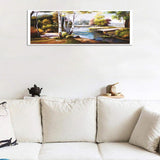 Village River - Full Drill Round Drill Painting - 80x30cm