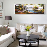 Village River - Full Drill Round Drill Painting - 80x30cm