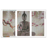 3pcs/set Buddha - Full Drill Round Drill Painting - 90x55cm