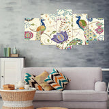 5pcs/set Peafowl - Full Drill Round Drill Painting - 95x45cm