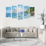 5pcs Seaside - Full Drill Round Drill - 95x45cm