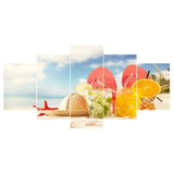 5pcs/set Beach - Full Drill Round Drill Painting  - 95x45cm