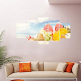 5pcs/set Beach - Full Drill Round Drill Painting  - 95x45cm