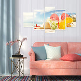 5pcs/set Beach - Full Drill Round Drill Painting  - 95x45cm