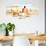 5pcs/set Beach - Full Drill Round Drill Painting - 95x45cm