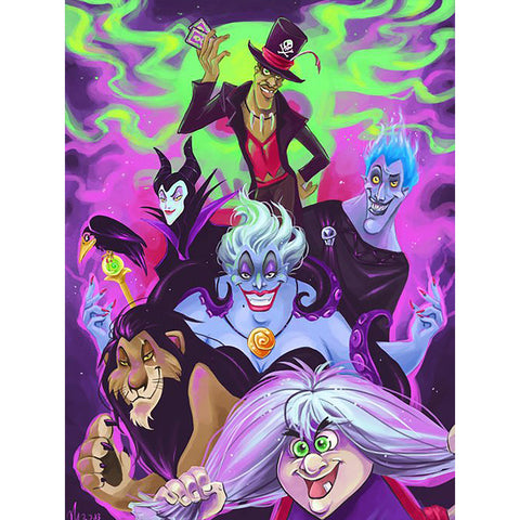 Disneyland Villains-Full Round Diamond Painting-30x40cm