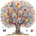 Butterfly Tree-Full Round Diamond Painting-40x40cm