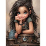 Steampunk Girl-Full Round Diamond Painting-30x40cm