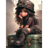 Steampunk Girl-Full Round Diamond Painting-30x40cm