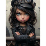 Steampunk Girl-Full Round Diamond Painting-30x40cm