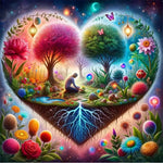 Heart Tree-Full Round Diamond Painting-30x30cm