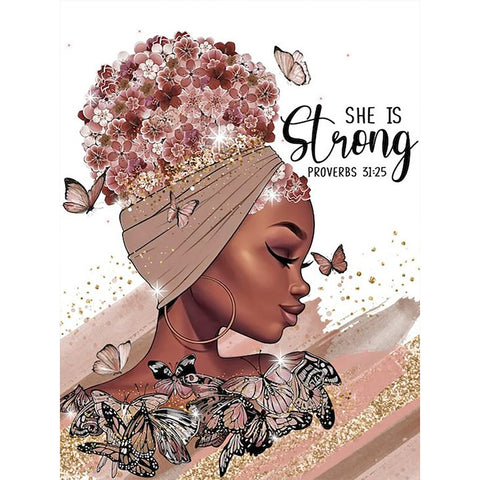 African American Girl-Full Round Diamond Painting-30x40cm