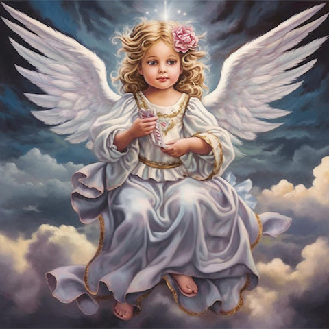 Angel Girl-Full Round Diamond Painting-30x30cm