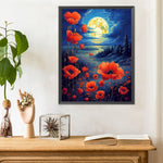 Poppies Under The Moonlight-Full Round Diamond Painting-30x40cm