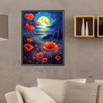 Poppies Under The Moonlight-Full Round Diamond Painting-30x40cm