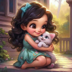 Life of Pets Girl-Full Round Diamond Painting-30x30cm