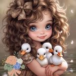 Life of Pets Girl-Full Round Diamond Painting-30x30cm