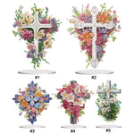 Flower Cross-Single Side Drill-Acrylic Diamond Desktop Ornament