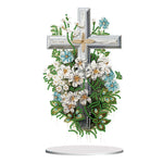 Flower Cross-Single Side Drill-Acrylic Diamond Desktop Ornament