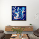Starry Sky Cat-Full Round Diamond Painting-30x30cm