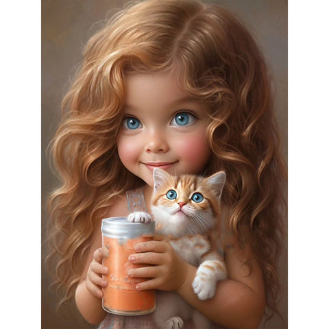 Girl-Full Round Diamond Painting-30x40cm