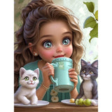 Girl-Full Round Diamond Painting-30x40cm