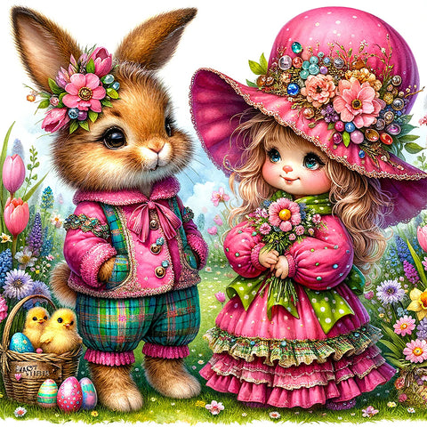 Easter Flower Gnome-Full Round Diamond Painting-30x30cm