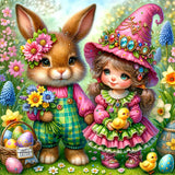 Easter Flower Gnome-Full Round Diamond Painting-30x30cm