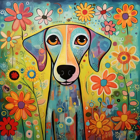 Cartoon Puppy-Full Round Diamond Painting-30x30cm
