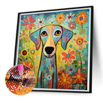 Cartoon Puppy-Full Round Diamond Painting-30x30cm