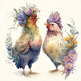 Cartoon Chicken-Full Round Diamond Painting-30x30cm