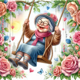 Old Lady-Full Round Diamond Painting-30x30cm