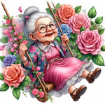 Old Lady-Full Round Diamond Painting-30x30cm