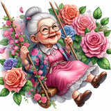 Old Lady-Full Round Diamond Painting-30x30cm