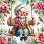Old Lady-Full Round Diamond Painting-30x30cm