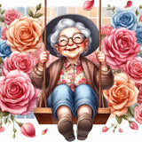 Old Lady-Full Round Diamond Painting-30x30cm