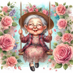 Old Lady-Full Round Diamond Painting-30x30cm