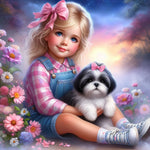 Life of Pets Girl-Full Round Diamond Painting-30x30cm