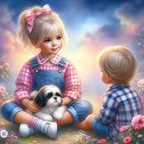 Life of Pets Girl-Full Round Diamond Painting-30x30cm