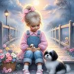 Life of Pets Girl-Full Round Diamond Painting-30x30cm