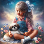 Life of Pets Girl-Full Round Diamond Painting-30x30cm