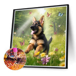 Grass Puppy-Full Round Diamond Painting-40x40cm