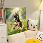 Grass Puppy-Full Round Diamond Painting-40x40cm