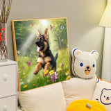 Grass Puppy-Full Round Diamond Painting-40x40cm